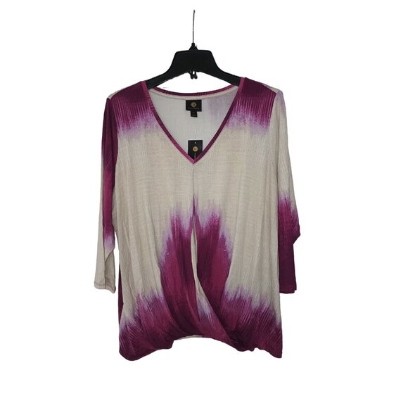 JM Collection Orchid Sunrise Purple & White Blouse Size 0X $64.50 - Picture 2 of 4
